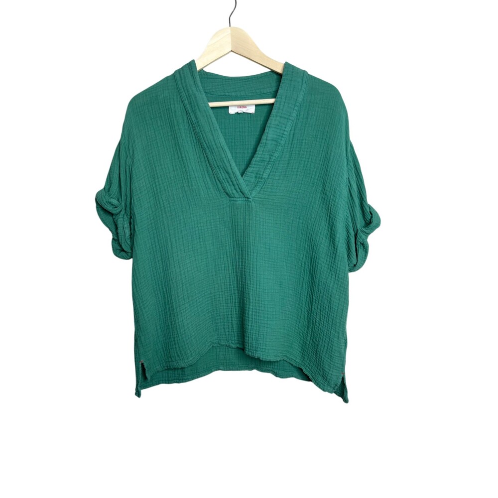 Xirena Women Avery Top Green Gauze Cotton Size Medium Oversized Boxy - Picture 2 of 5